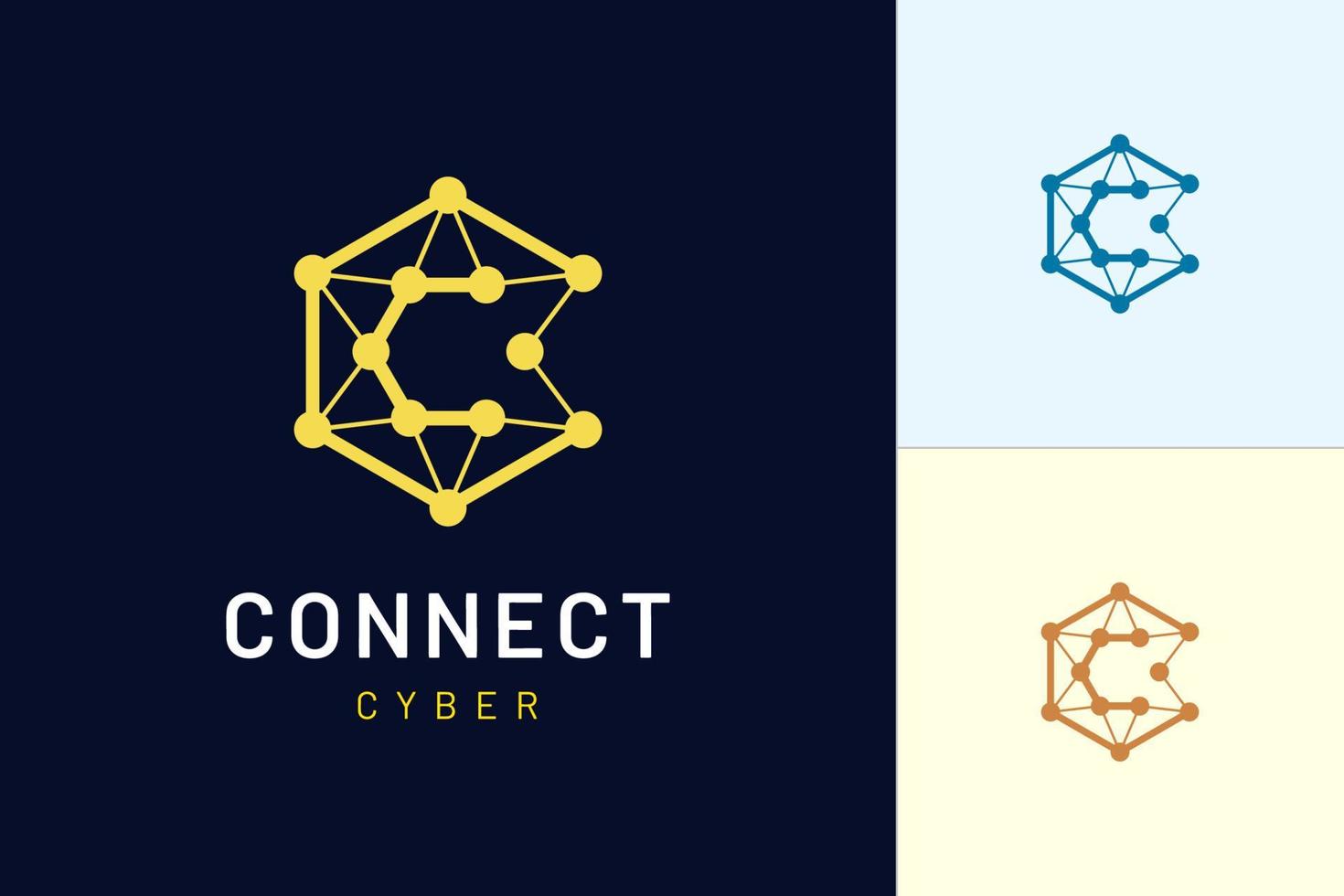 Simple and modern styled logo template hexagon and letter C representing technology vector