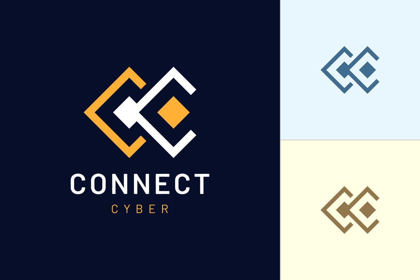 la plantilla de logotipo moderno de letra c representa conexión y digital para la industria tecnológica vector