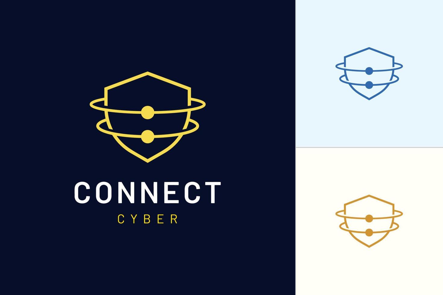 Shield logo with simple modern shape represents security or defense technology vector