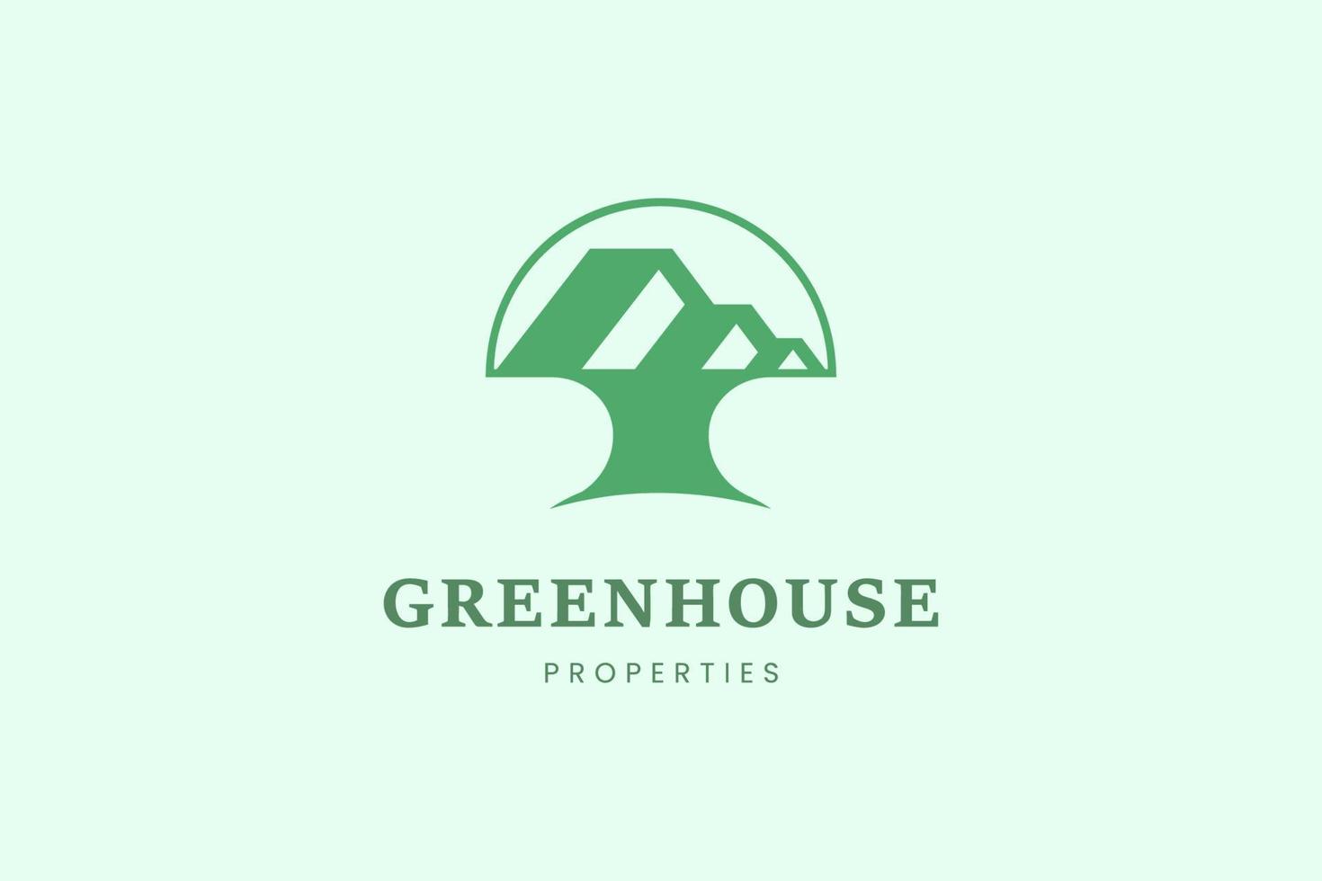 plantilla de logotipo de casa y árbol para bienes raíces vector