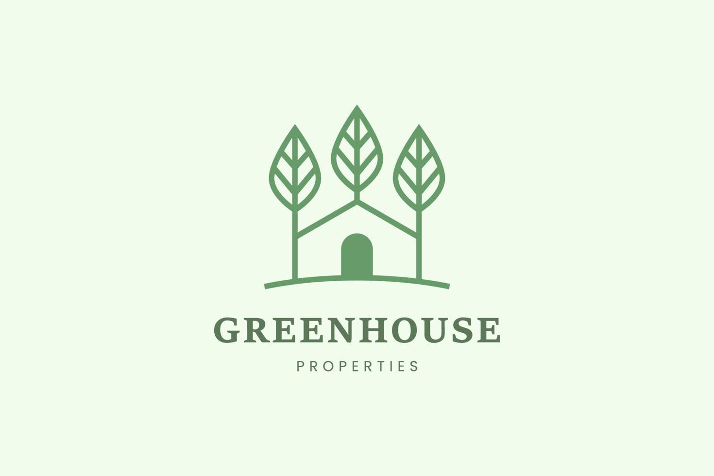 Home and leaf tree logo template for property or apartment business vector