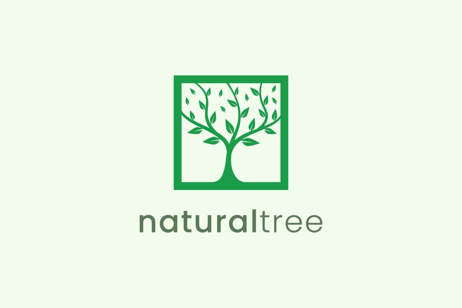 plantilla de logotipo de árbol moderno simple en forma cuadrada para negocios de naturaleza vector