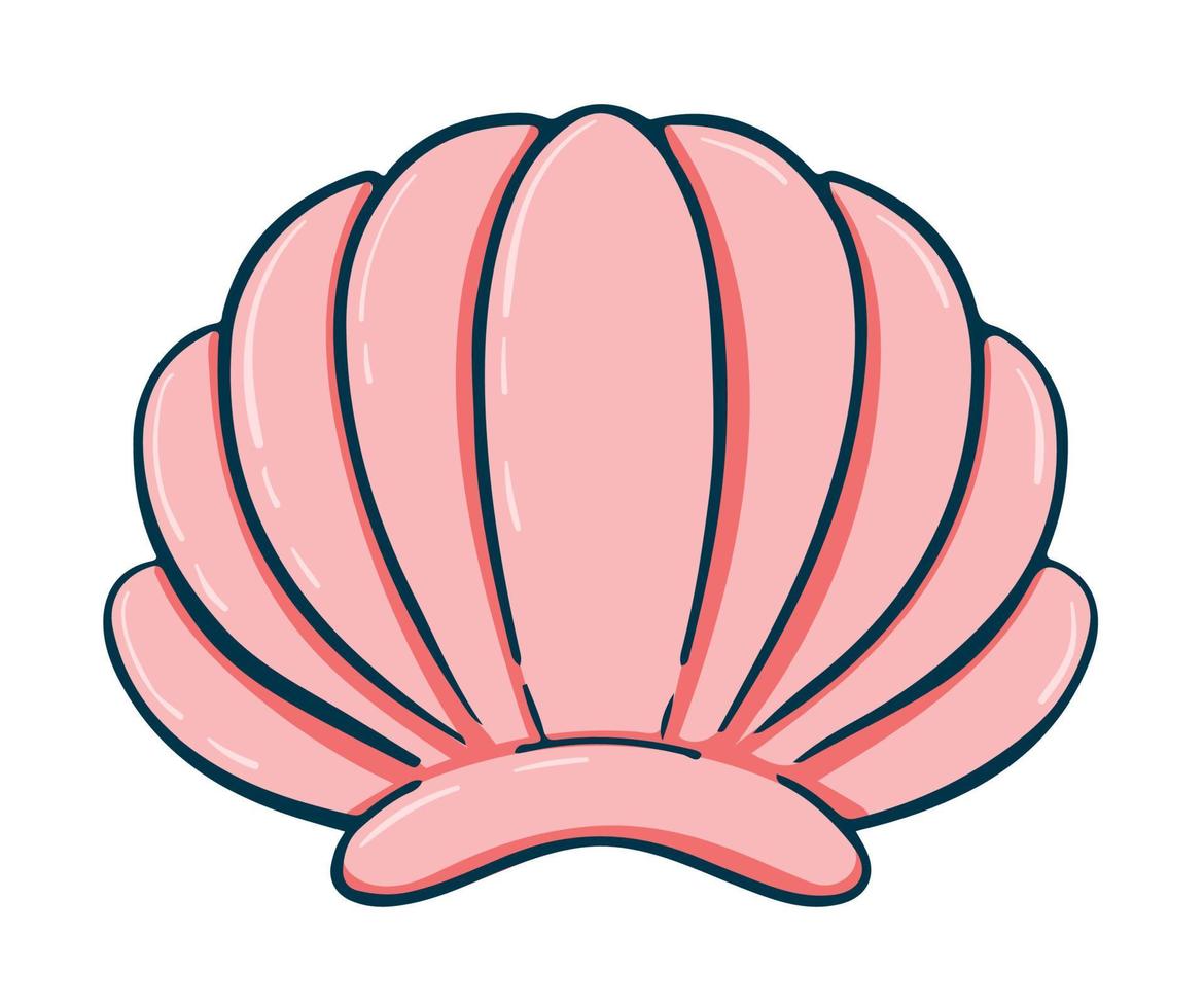 Seashell. Vector illustration of a series of marine drawings. A picture for children's educational books, for a print on a T-shirt or your design.