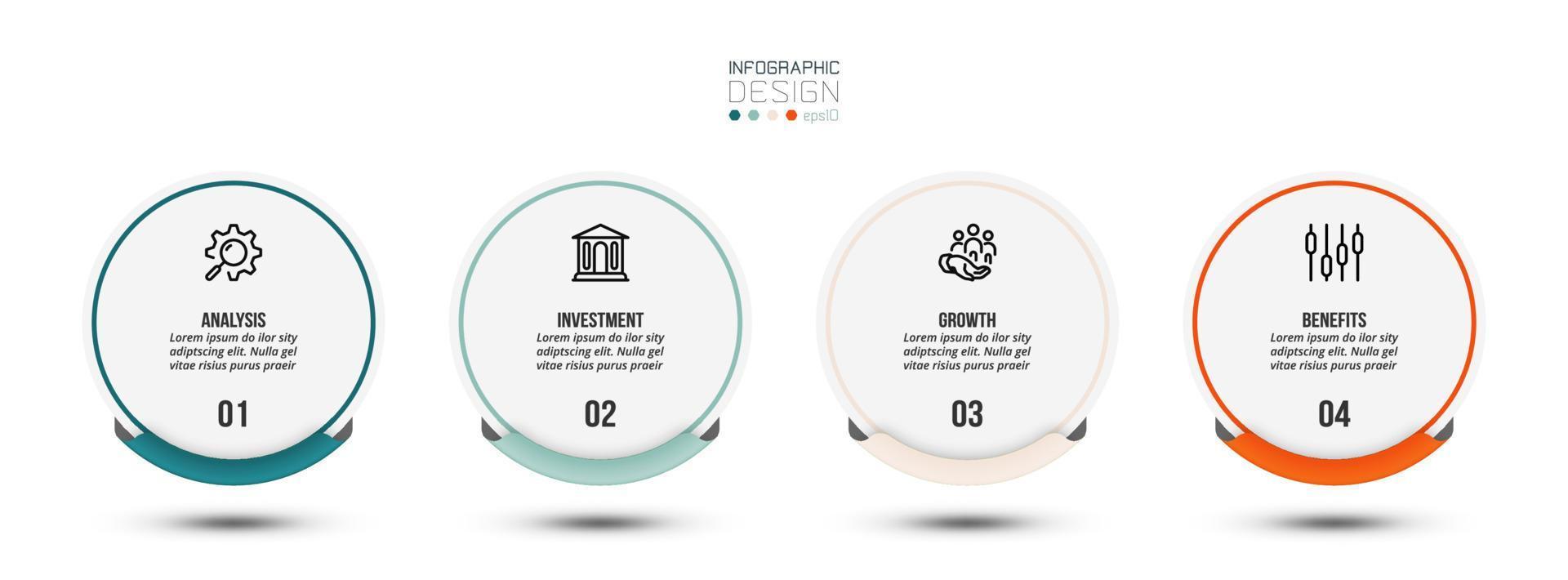 concepto de negocio de plantilla infográfica con paso. vector