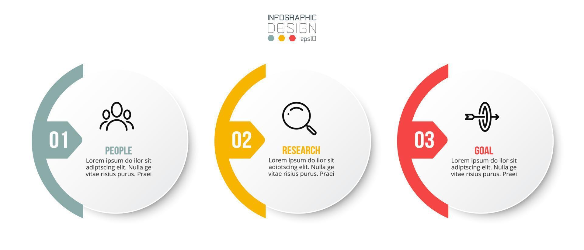 concepto de negocio de plantilla infográfica con paso. vector