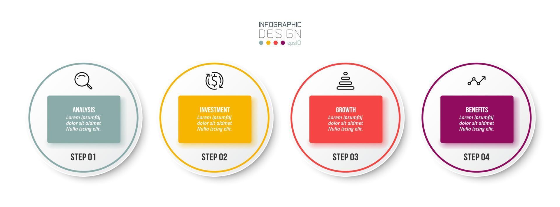 concepto de negocio de plantilla infográfica con paso. vector