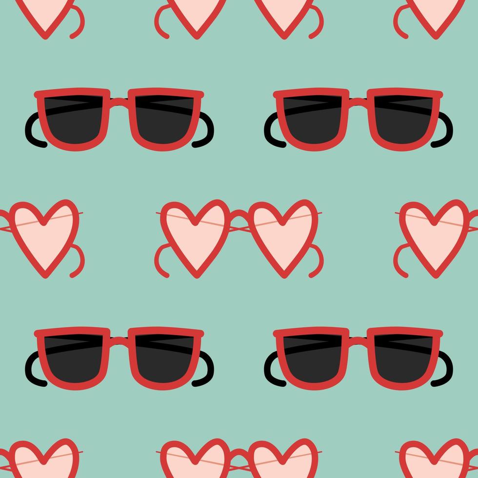 Fashion glasses for the holidays. Seamless pattern with glasses. Hand drawn vector. Stylish illustrations. Enjoy traveling. Wrapping paper pattern. Patterns for decoration. vector