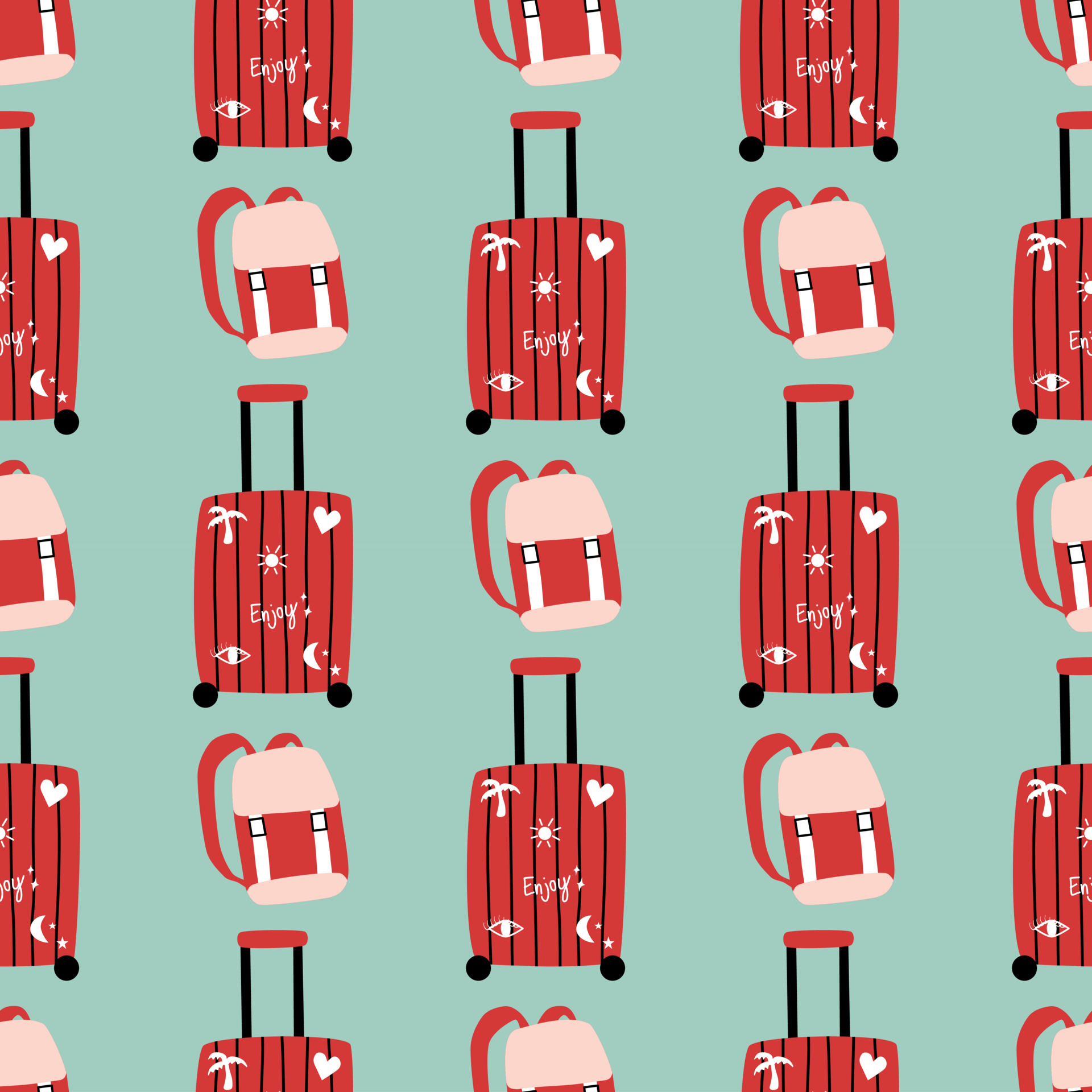 Wrapping paper background with seamless pattern. Travel and tourism