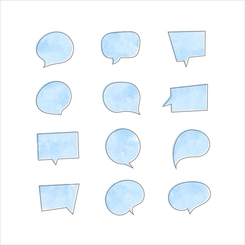 Collection of watercolor chat dialogue balloons vector