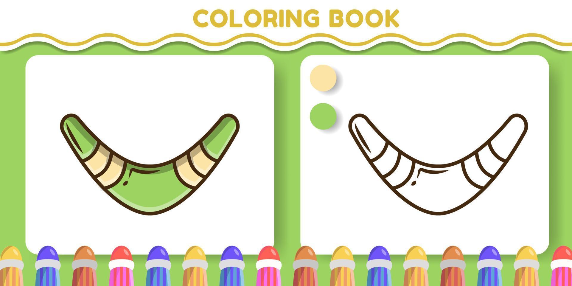 Colorful and black and white boomerang hand drawn cartoon doodle coloring book for kids vector