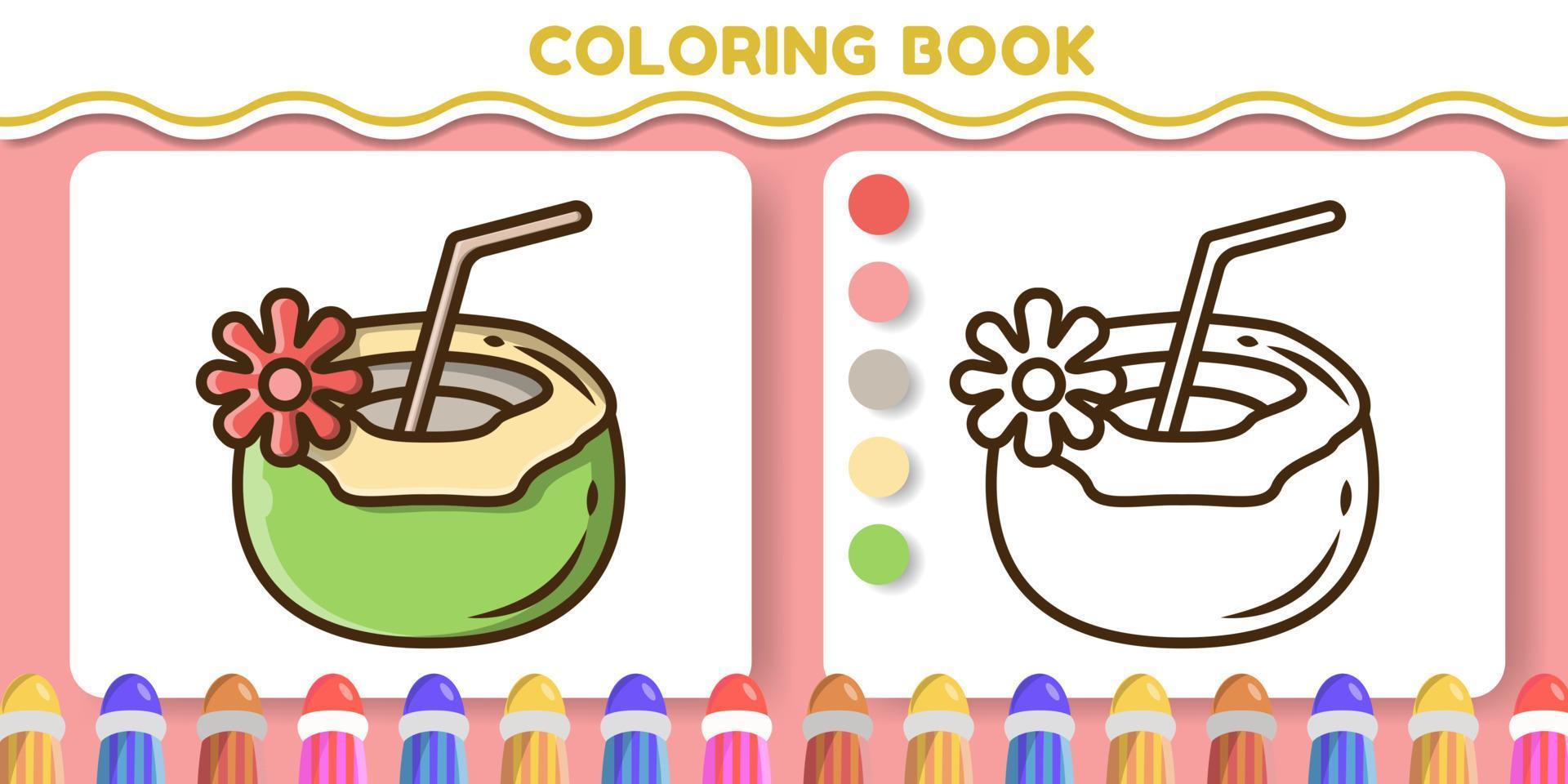 libro de colorear de doodle de dibujos animados dibujados a mano de coco para niños vector