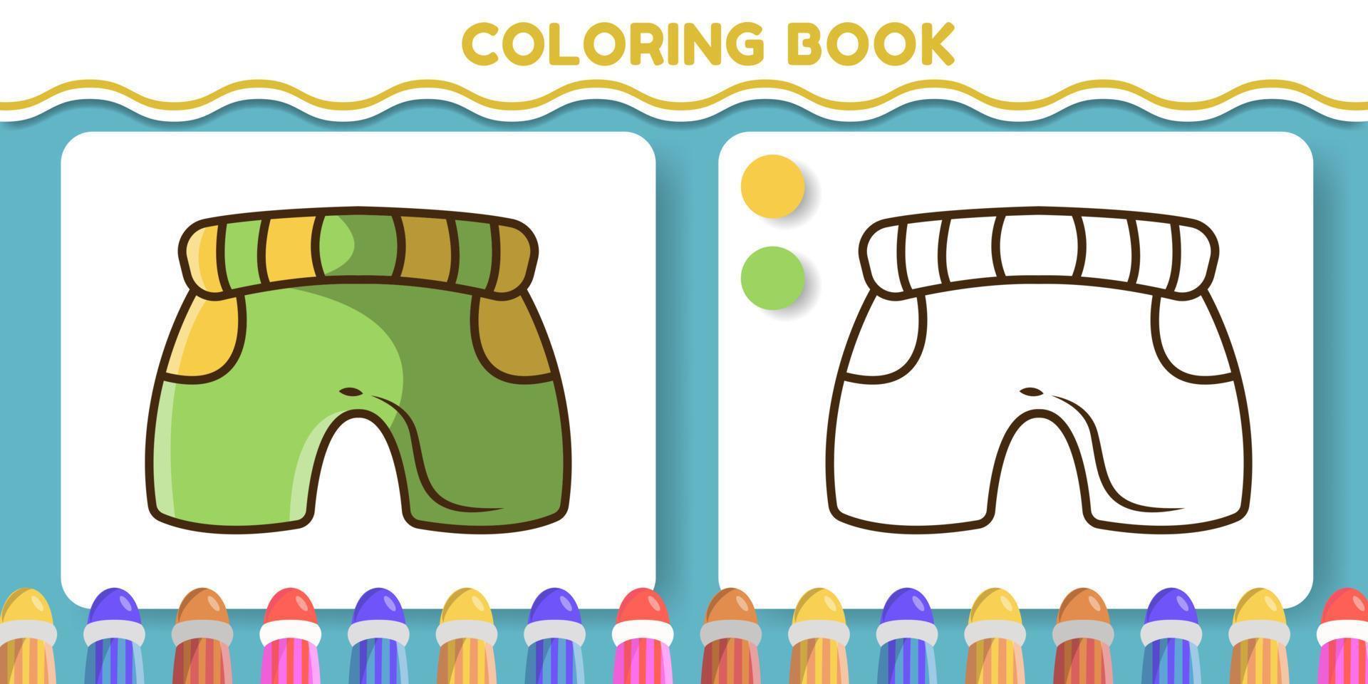 dibujos animados dibujados a mano doodle shorts libro para colorear para niños vector