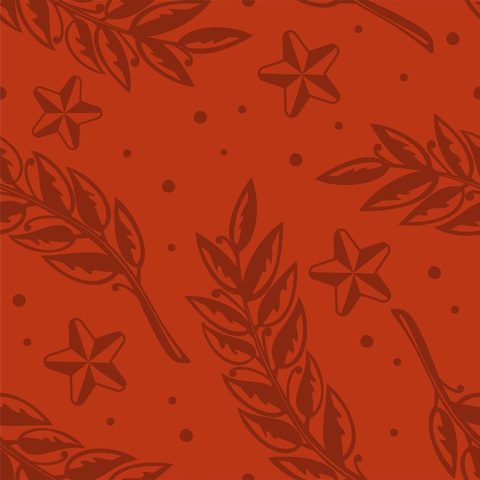 Victory Day May 9 Pattern red background Banner for the holiday with stars laurel branch St. George ribbon Vector illustration