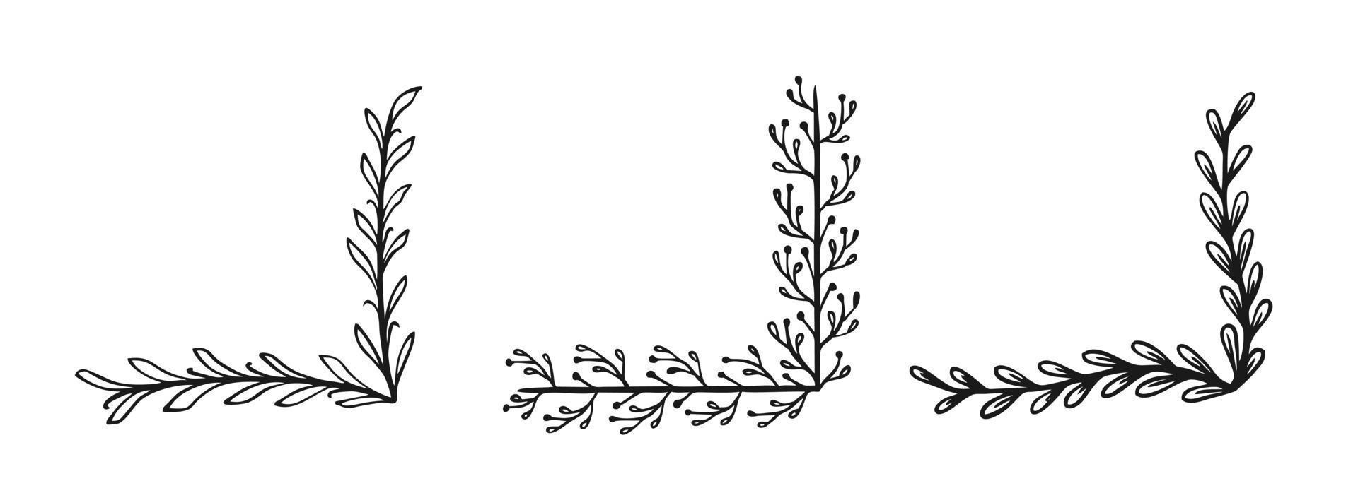 marco de esquina dibujado en estilo garabato aislado en un fondo blanco un conjunto de marcos dibujar a mano ilustración vectorial vector