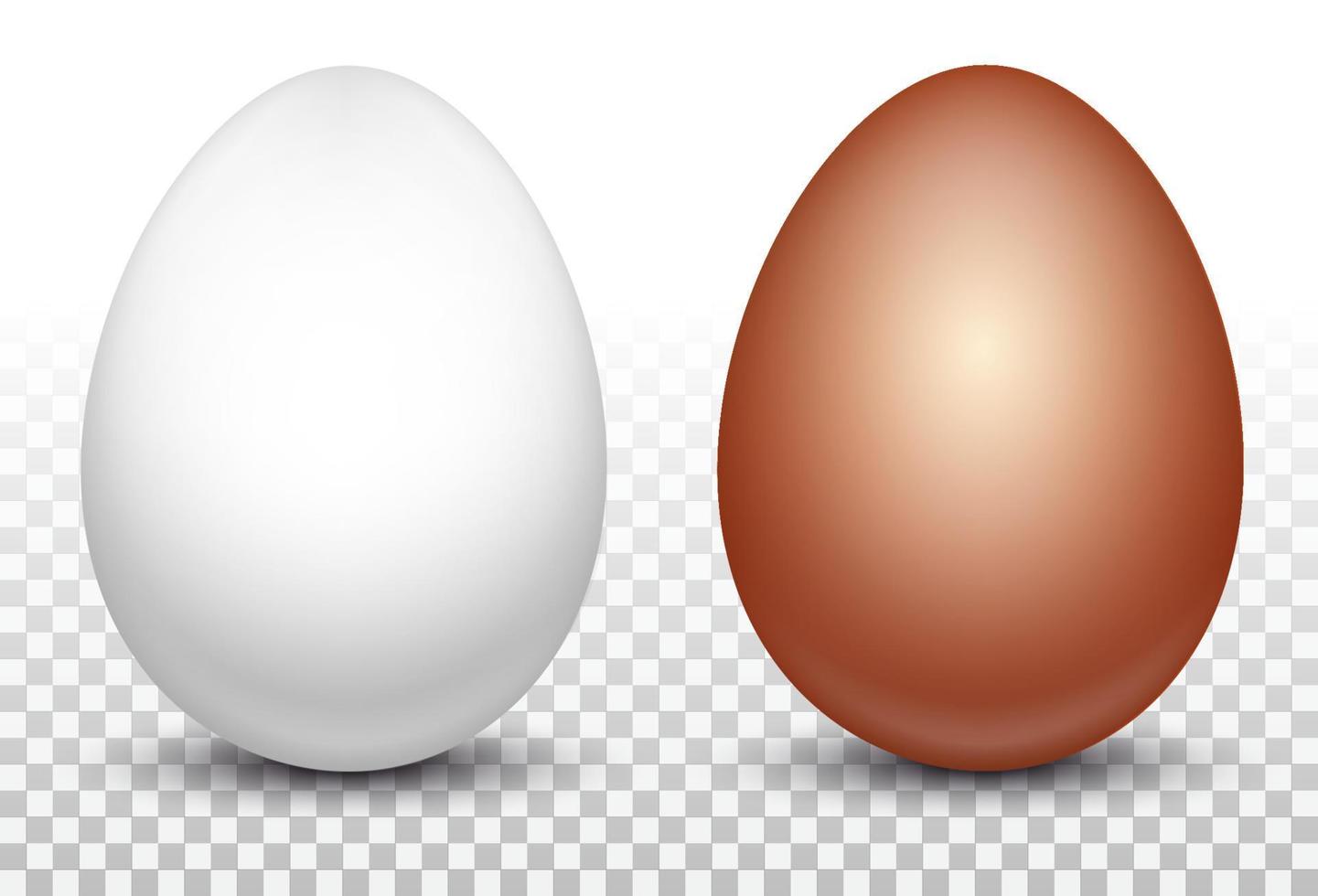 Two white and red chicken eggs. Layout for easter pattern. Eco product. 3D realistic image isolated on transparent background. Vector illustration