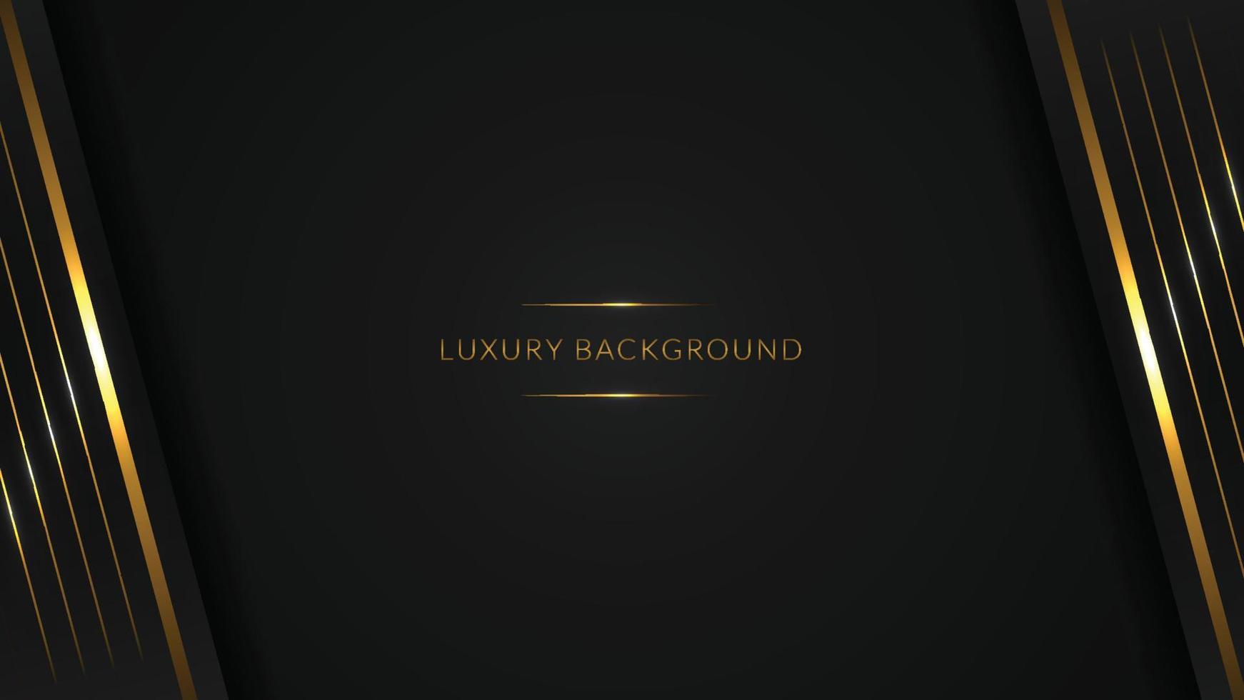 Abstract dark black color background overlapping layers and golden lines. space for text. Luxury style. Vector illustration