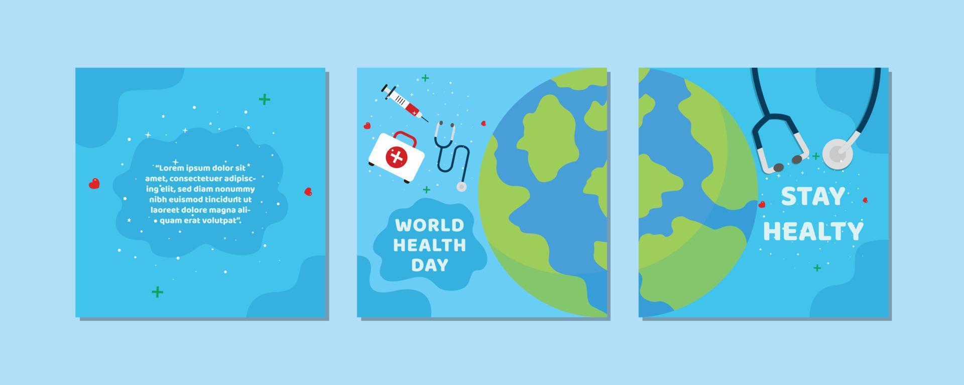 diseño de publicaciones en redes sociales para el día mundial de la salud vector