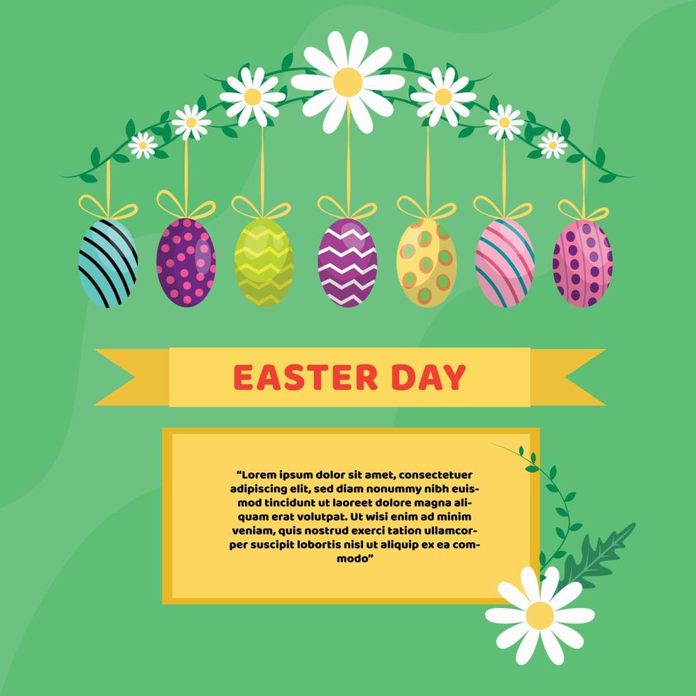 flat happy easter day background vector