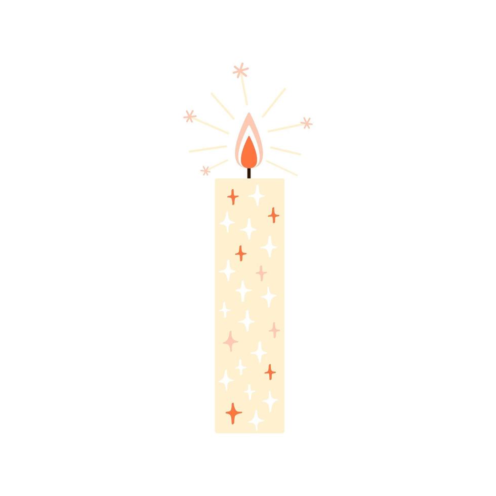 Cute simple illustration of burning pillar candle vector