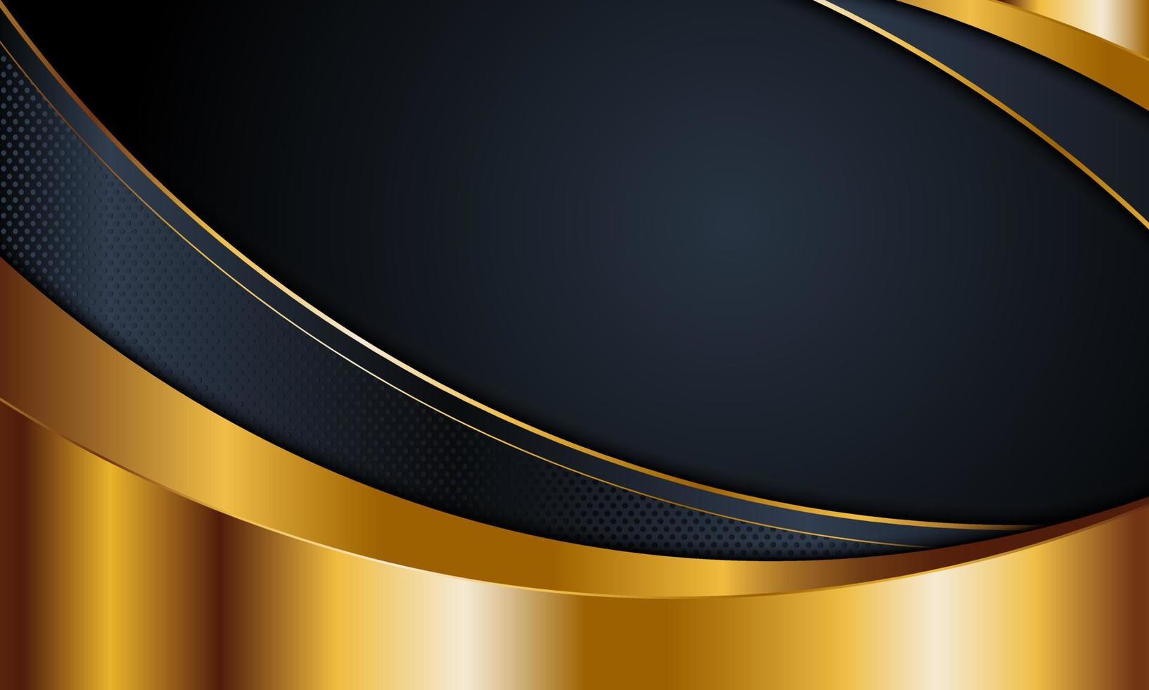 Abstract dark navy and golden curved stripes background. vector