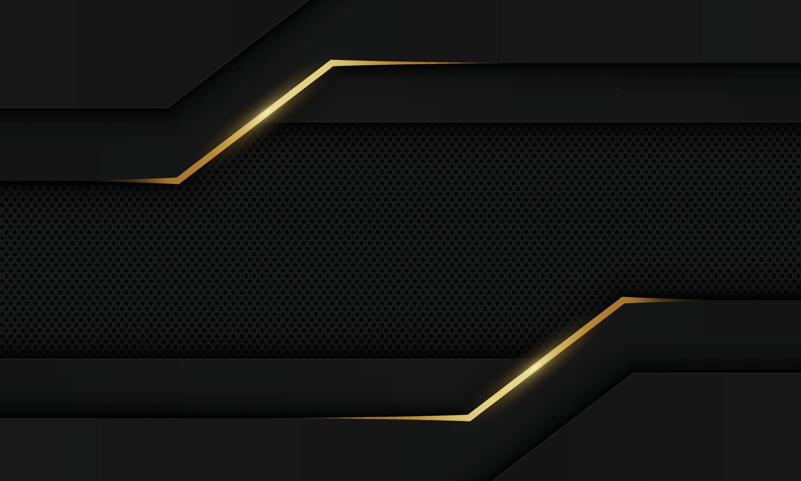 Abstract dark paper with golden lines and shadow. vector