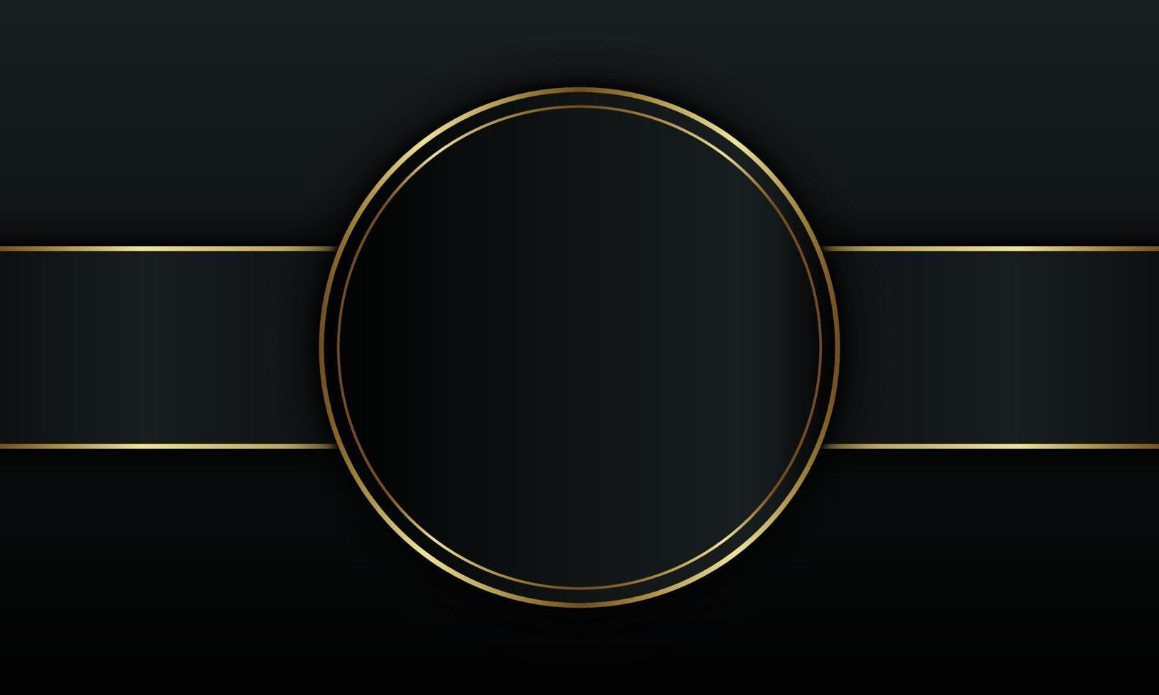 Abstract dark stripe and circle with golden line background. vector