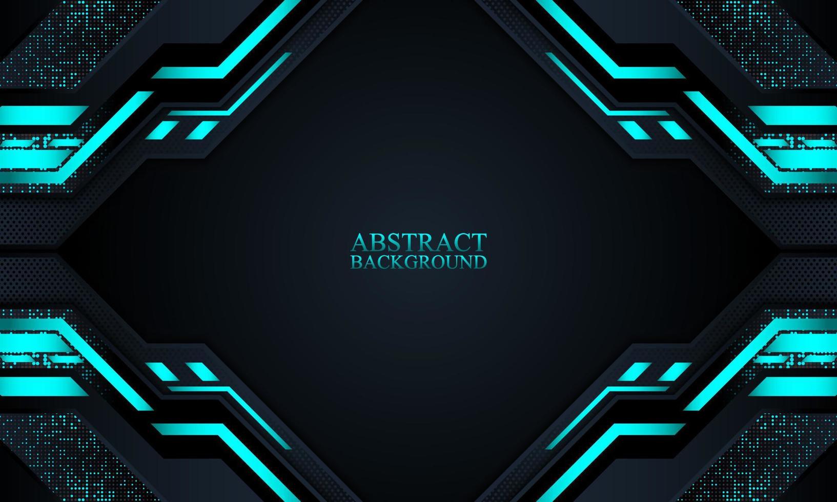 Abstract dark navy technology background with blue neon light. vector