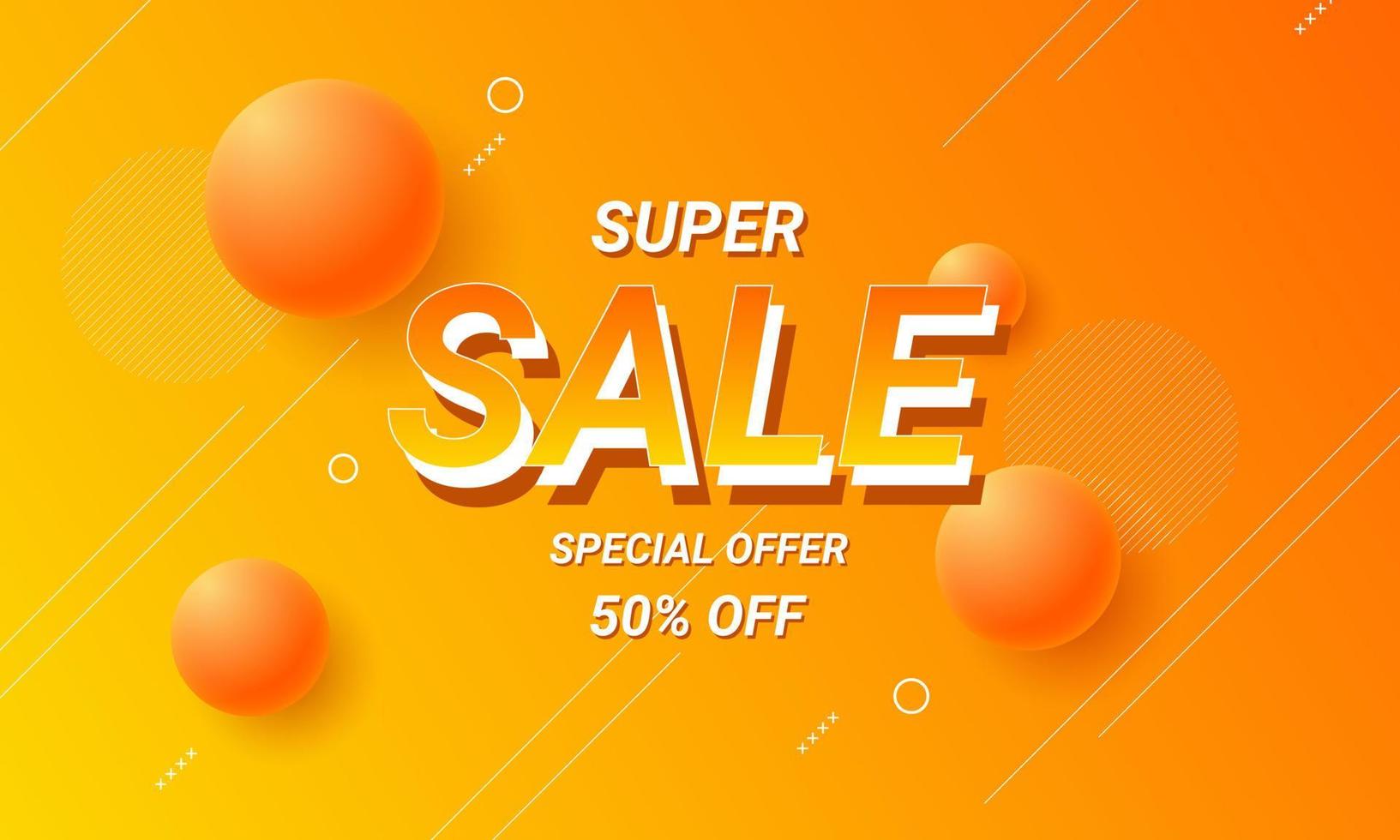 Orange and yellow gradient sale background with circle and white diagonal lines. vector