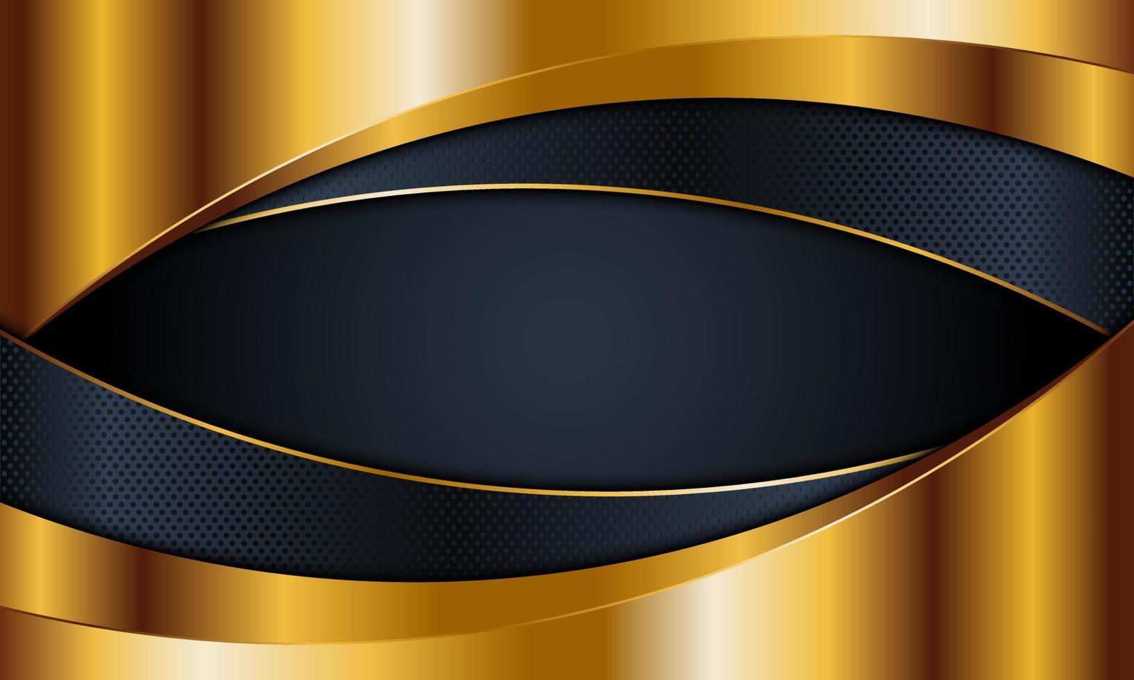 Abstract dark navy and golden curved stripes background. vector