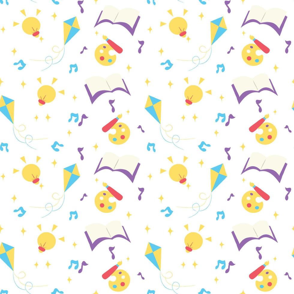 Hand drawn childrens day seamless pattern. vector