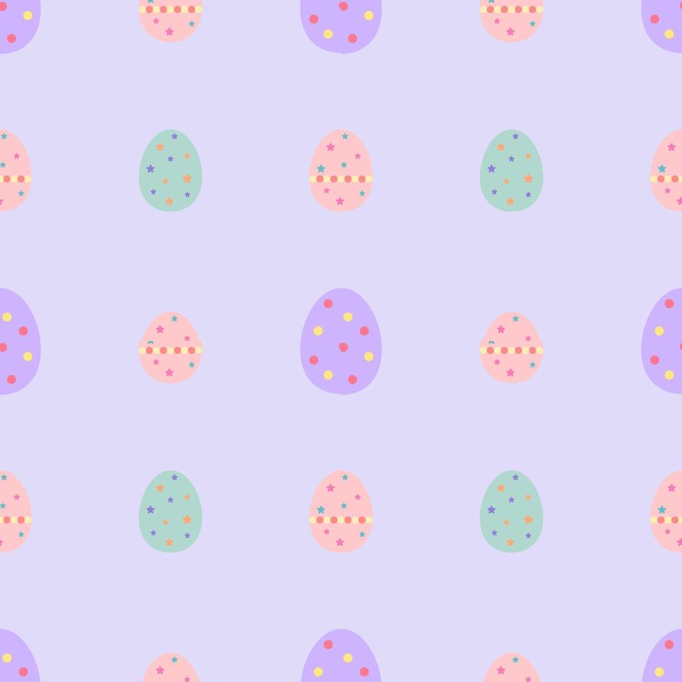 Colorful Easter eggs on purple background. Seamless pattern background of Easter eggs vector