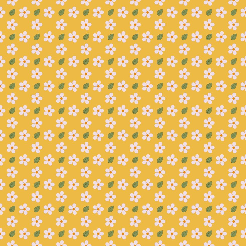 white flower on yellow background. seamless pattern of flowers. vector