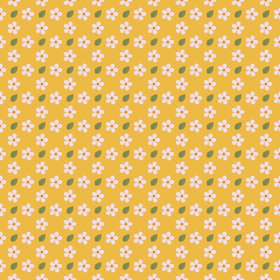 white flower on yellow background. seamless pattern of flowers. vector