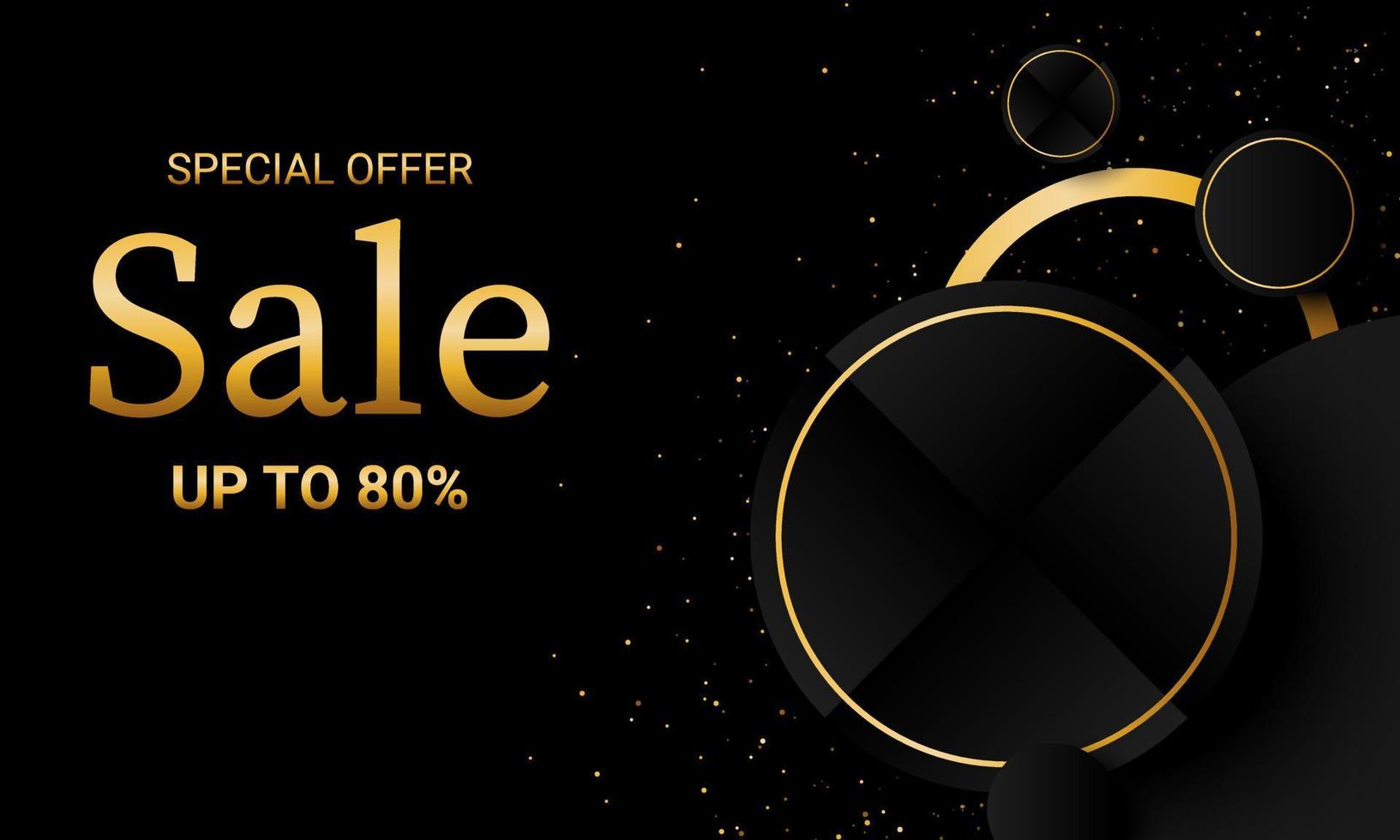 Luxury banner background with dark and golden circle. vector