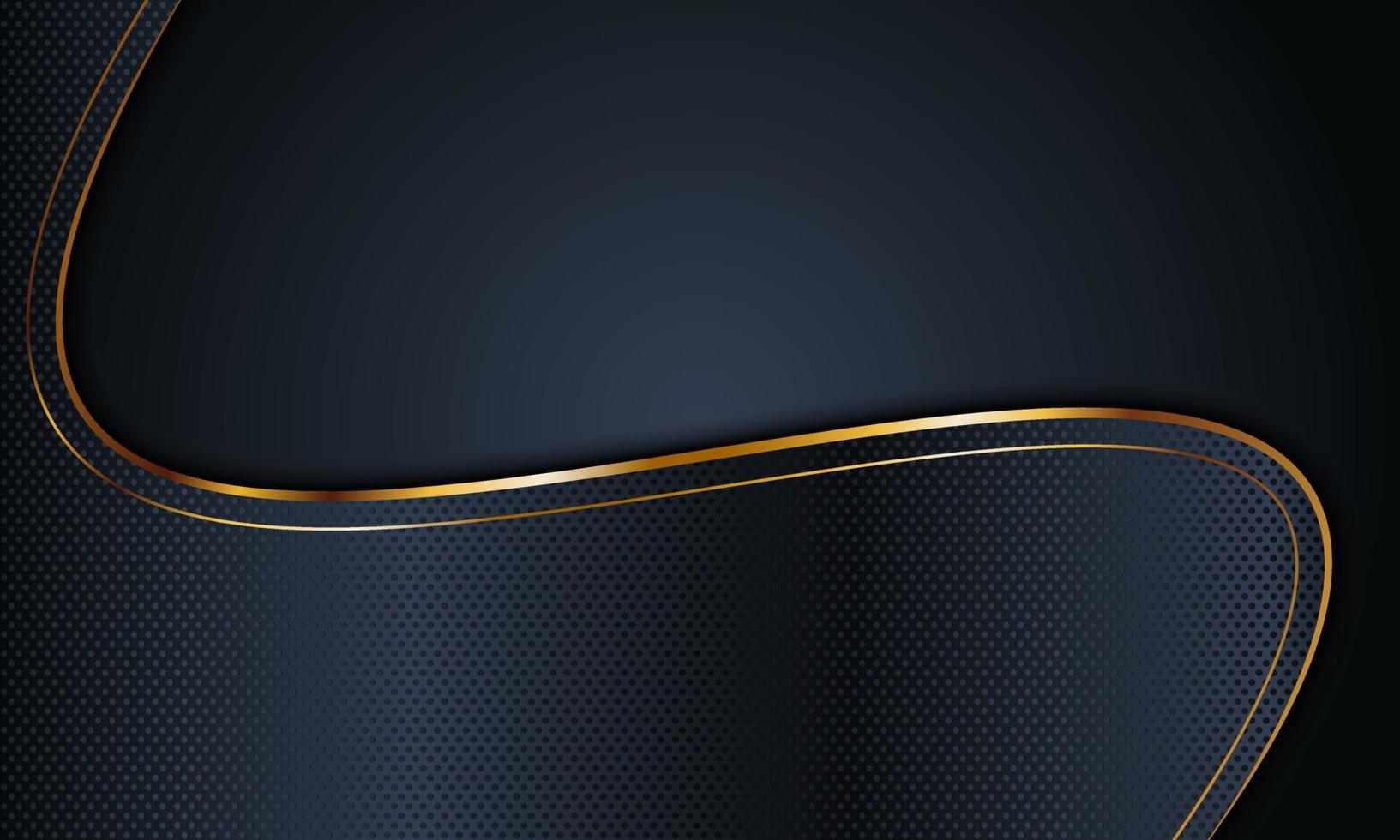 Abstract dark navy wavy texture with golden lines background. vector