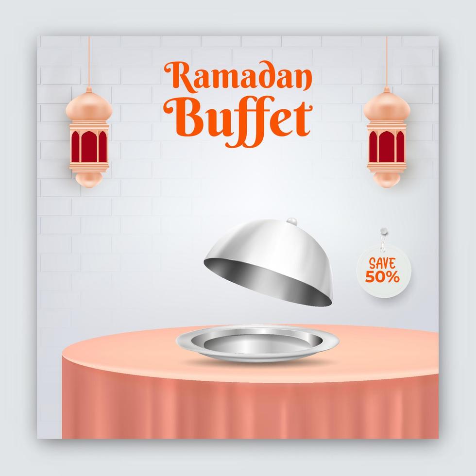 menú culinario o de comida. plantilla de publicación en redes sociales de ramadan buffet. vector