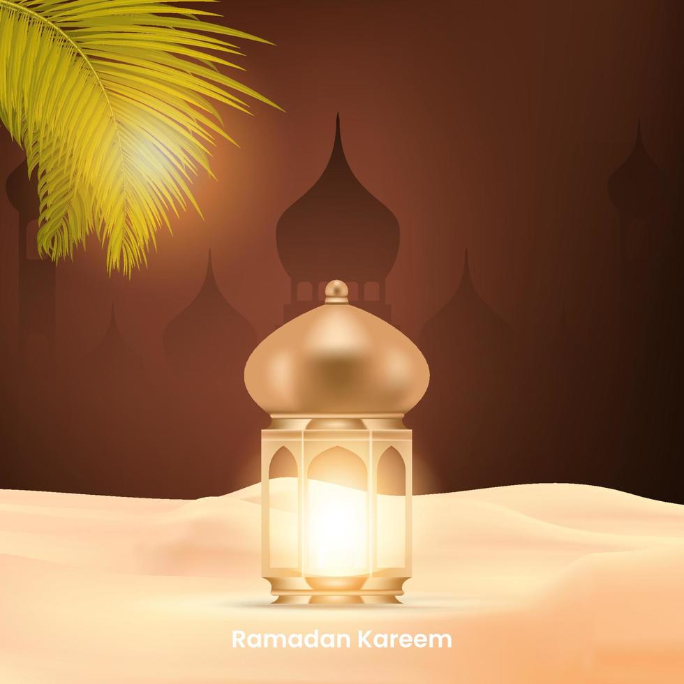 fondo de ramadán con lámpara dorada. vector