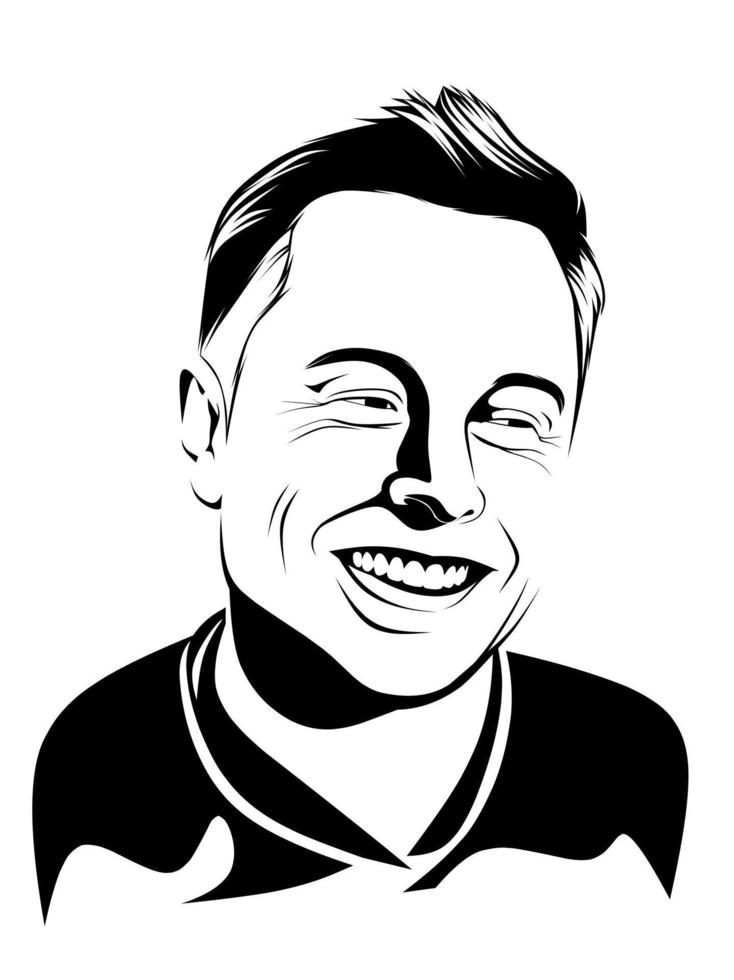 sketch of Elon Musk, owner of the successful and large Tesla company in South Africa vector