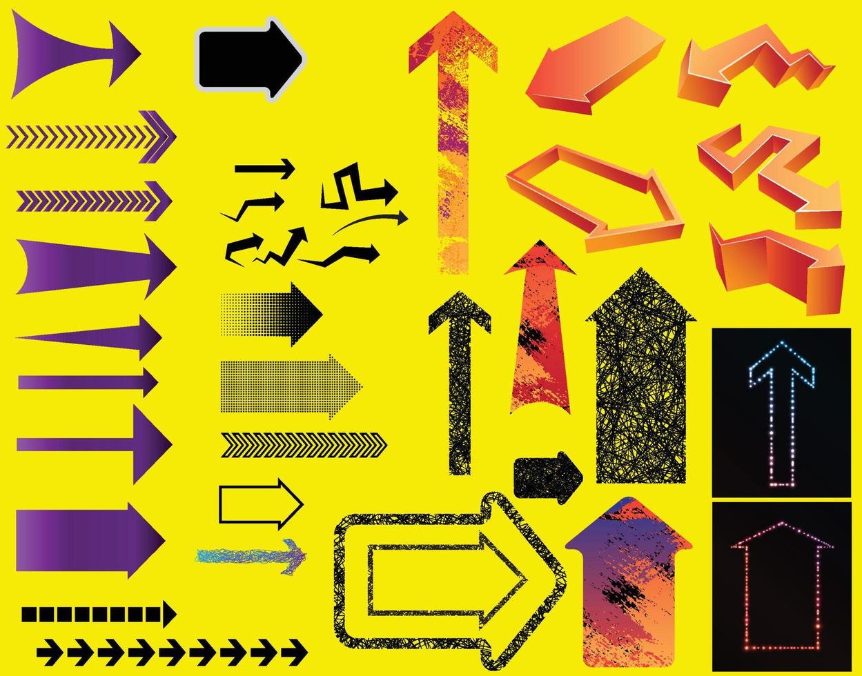 Grunge arrow on yellow background vector
