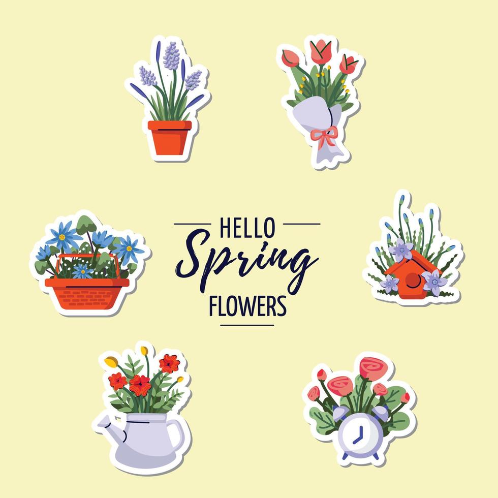 Spring Flowers Vector Elements