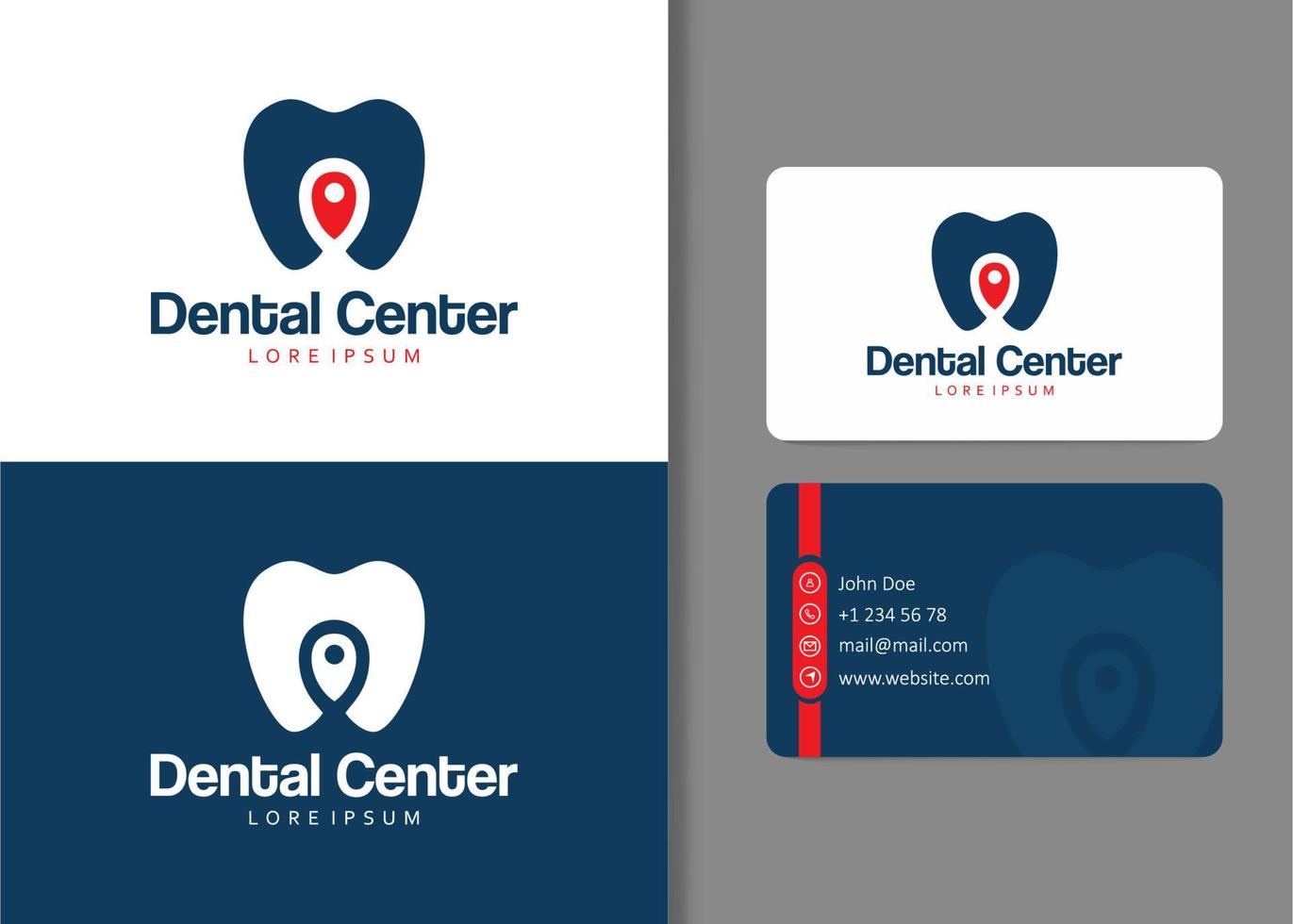 diseño de logotipo de clínica dental con tarjeta de visita vector