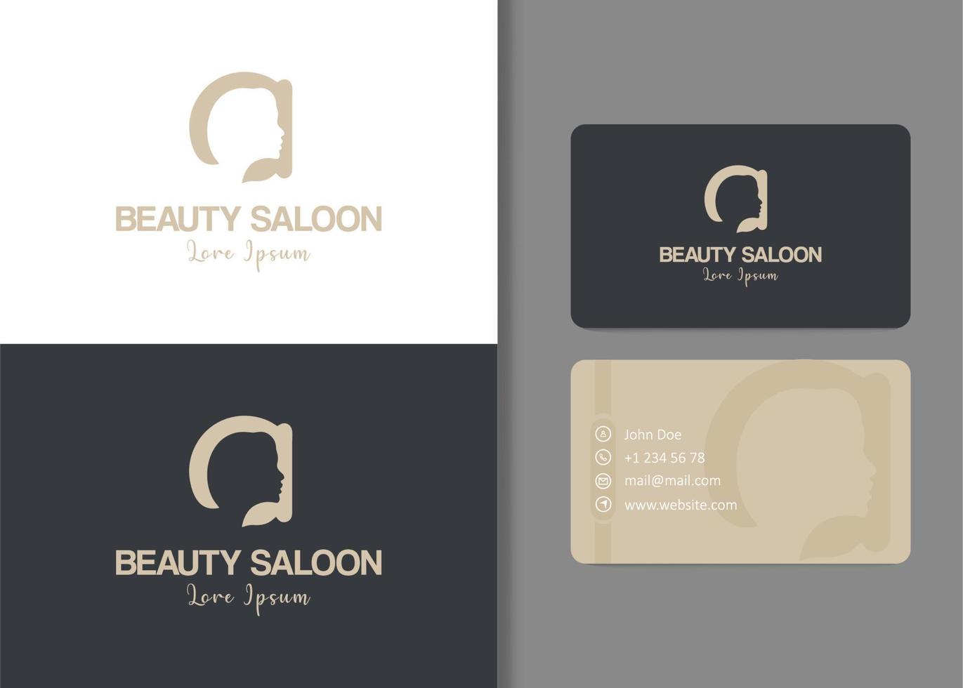 diseño de logotipo natural de belleza con tarjeta de visita vector