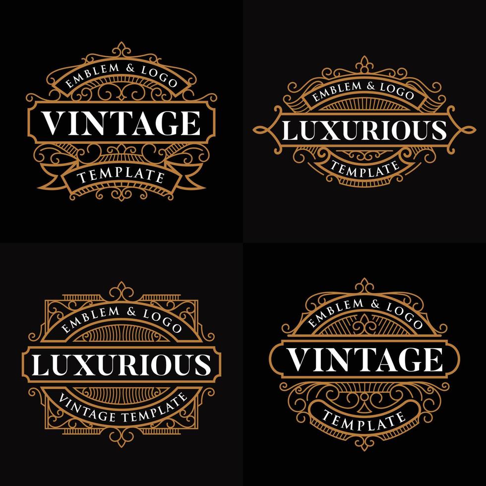 Luxury retro vintage logo template set vector