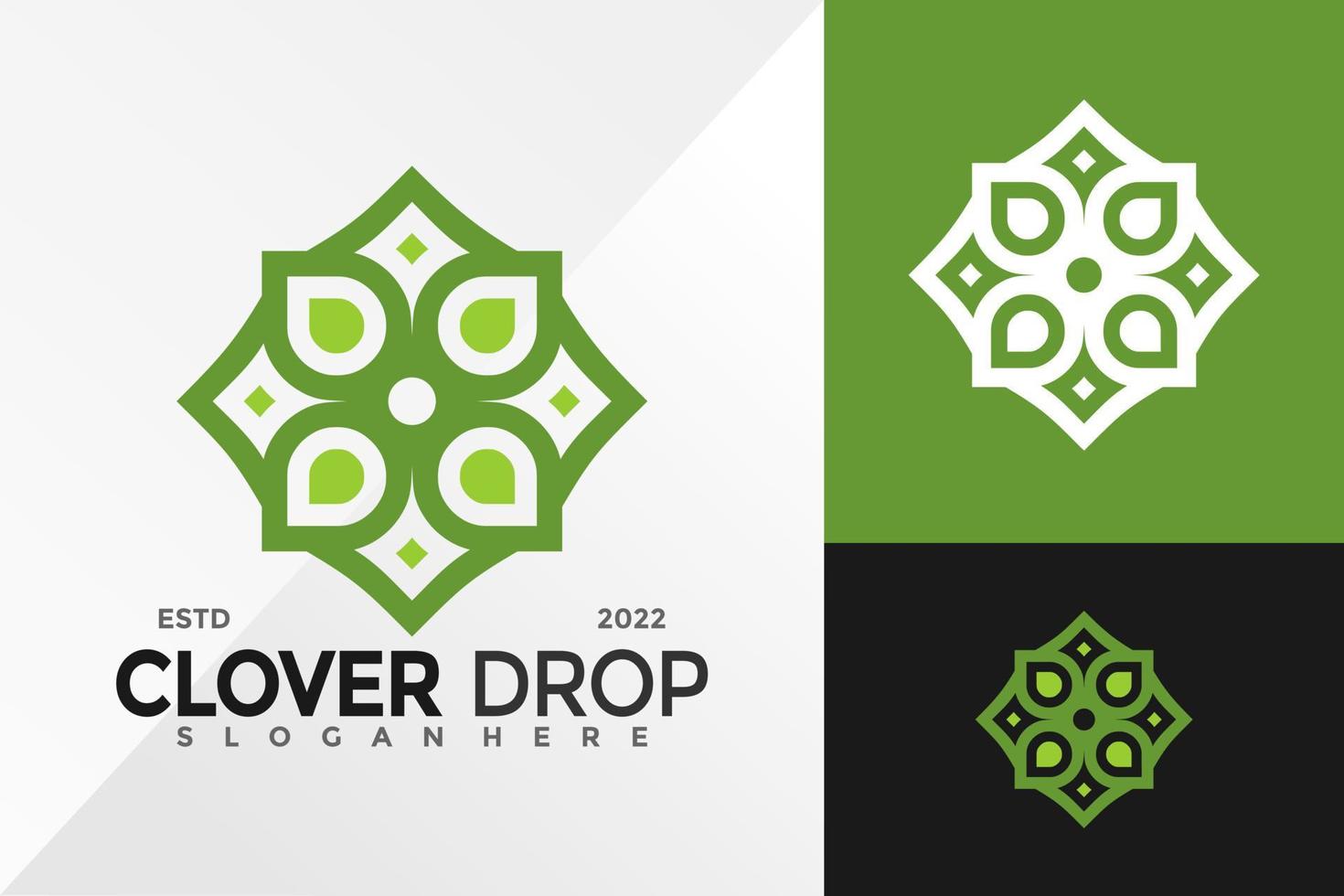 Nature Clover  Drop Logo Design Vector illustration template