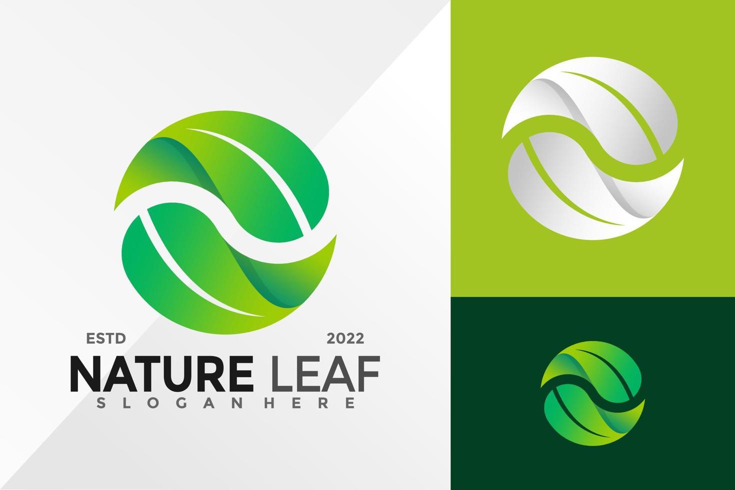 Plantilla de ilustración de vector de diseño de logotipo de hoja de naturaleza circular