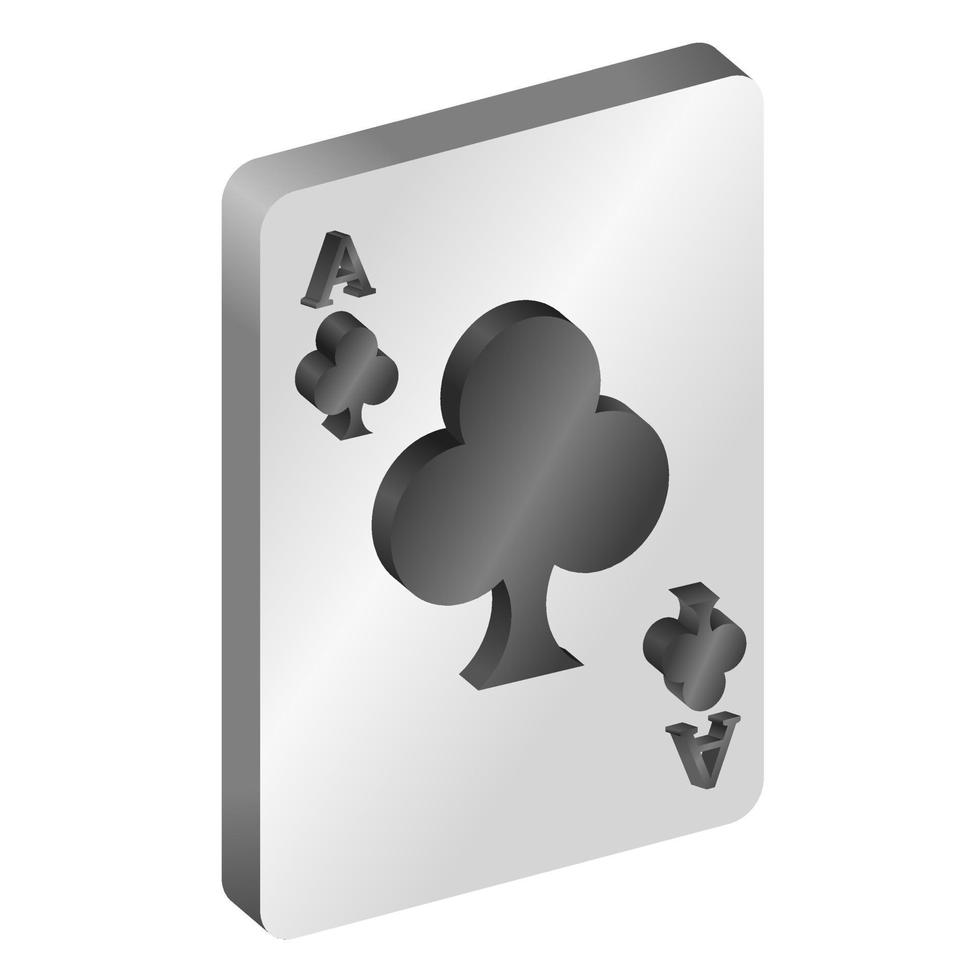 3d playing card ace club vector