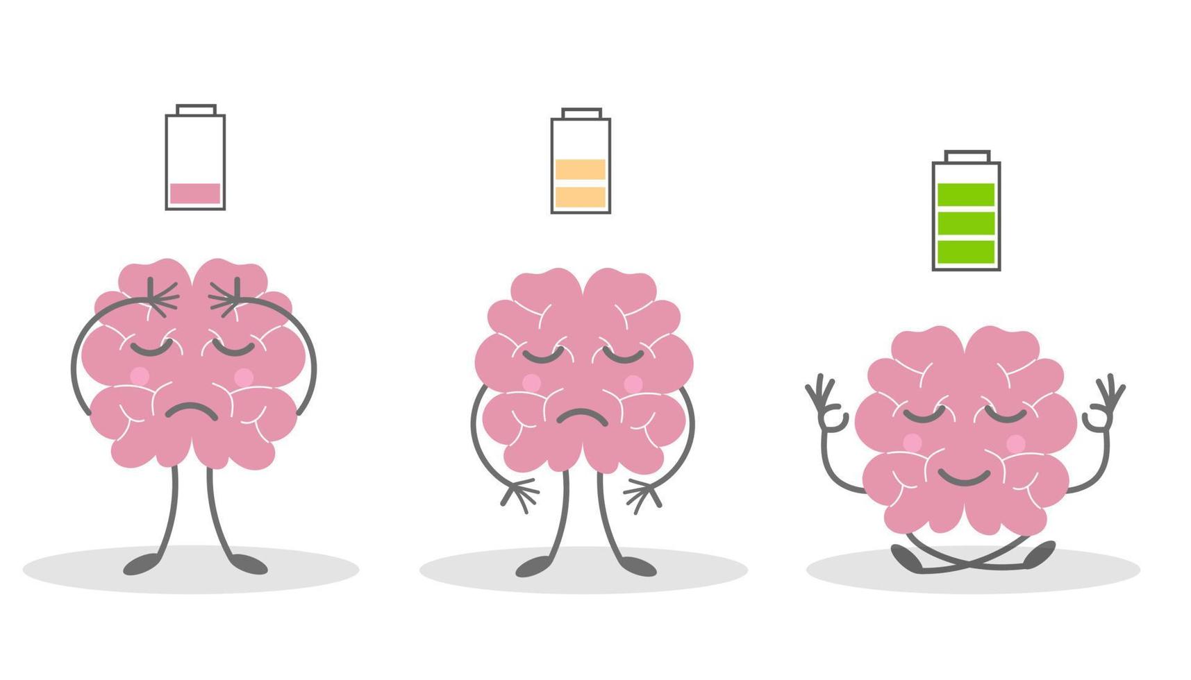 Battery energy in human mental. Brain concentration concept. Flat vector illustration