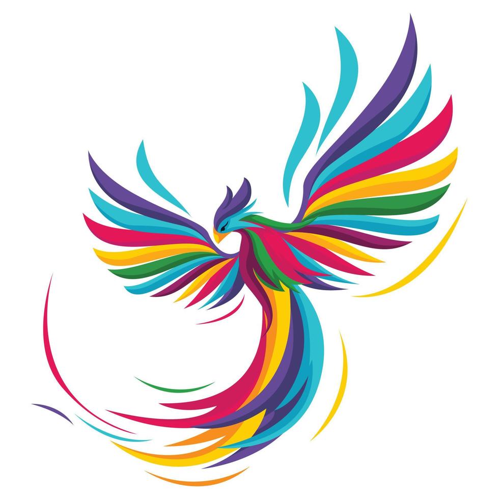 Colorful style phoenix vector character illustration