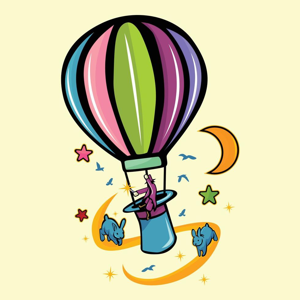 Vector illustration of circus with hot air balloon