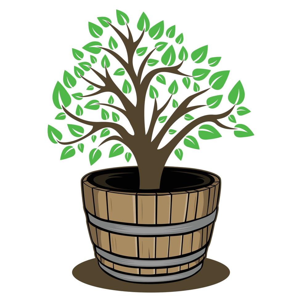 Vector logo illustration of a plant in a pot